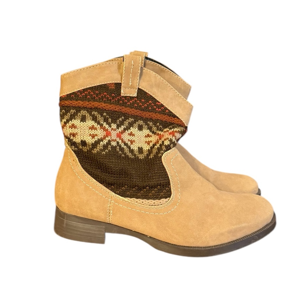 Nomadas Tan Ankle Boots with Patterned Cuff Women’s Size 6